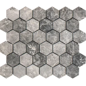 TUNDRA DARK HEXAGON Marmuro natūralus Mozaikos