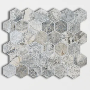 SILVER Travertino matinė Hexagon Travertinas natūralus Travertinas