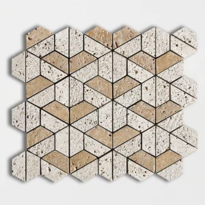 WALNUT NOCE Travertino Hexagon 3D Travertinas natūralus Travertinas